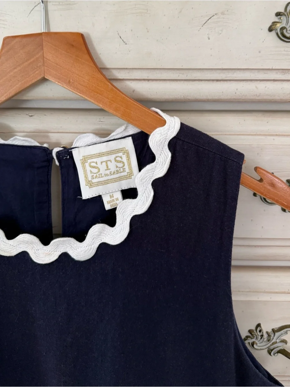 Vici Navy Linen Coastal Hamptons Preppy Dress - Picture 4 of 5